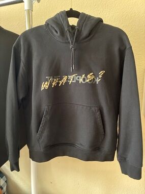 The Kooples Black Hoodie with Leopard Print Graphic